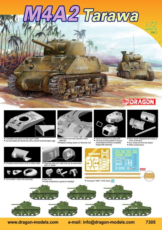 Dragon 7305 M4A2 Tarawa 1/72 – immagine 2