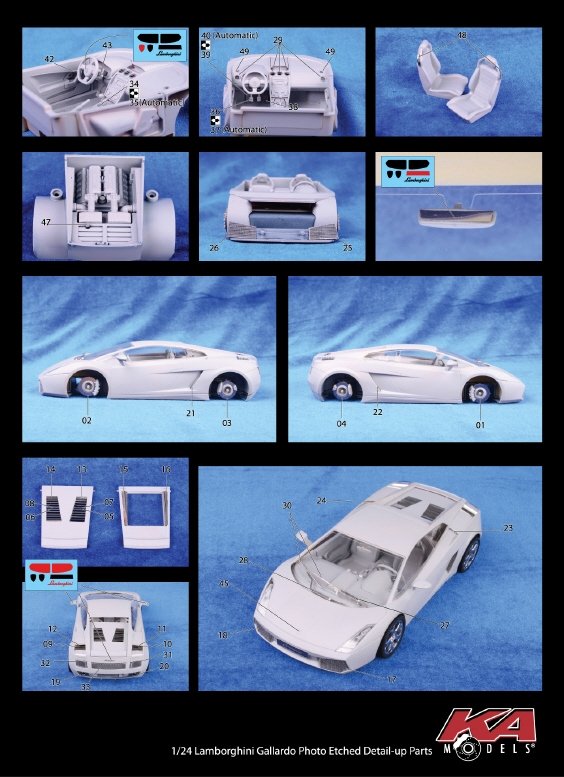KA Models KE-24032 Lamborghini GALLARDO DETAIL-UP ETCHED PART 1/24 – immagine 2