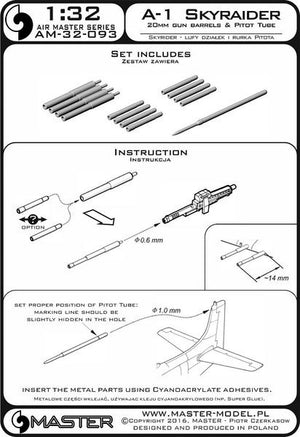 Master AM-32-093 A-1 Skyraider - 20mm cannon barrels and Pitot Tube 1/32 – immagine 4