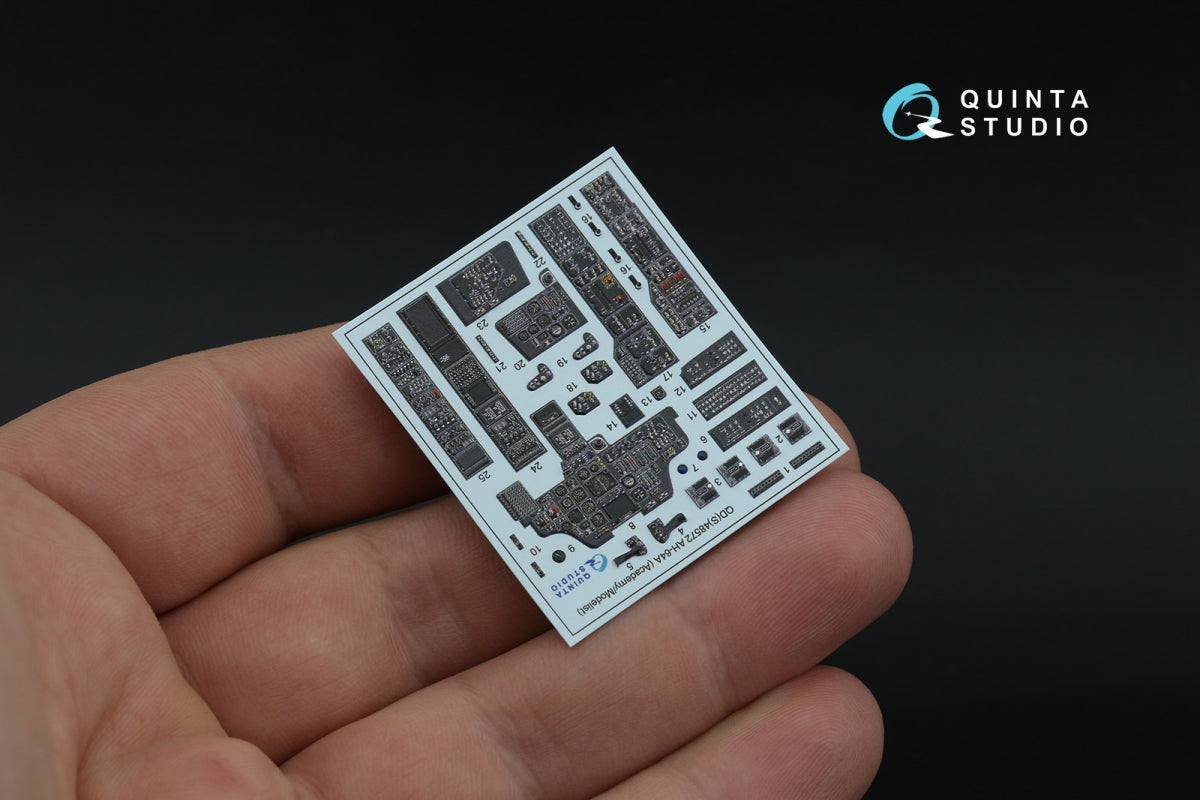 Quinta Studio QDS-48572 AH-64A 3D-Printed &amp;amp; coloured Interior on decal paper (Academy/Modelist) (small version) 1/48 – Bild 5