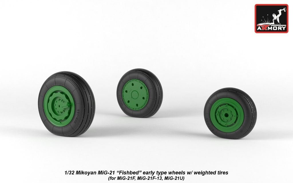 Armory Models AW32009 Mikoyan MiG-21 Fishbed wheels w/ weighted tires, early 1/32 – immagine 6