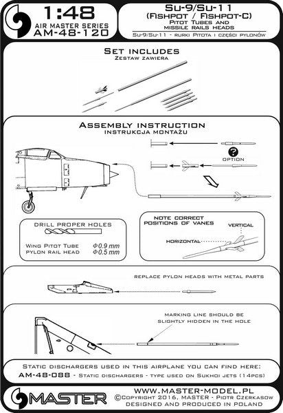 Master AM-48-120 Su-9 / Su-11 (Fishpot / Fishpot C) - Pilot Tubes and missile rails heads 1/48 – Bild 7