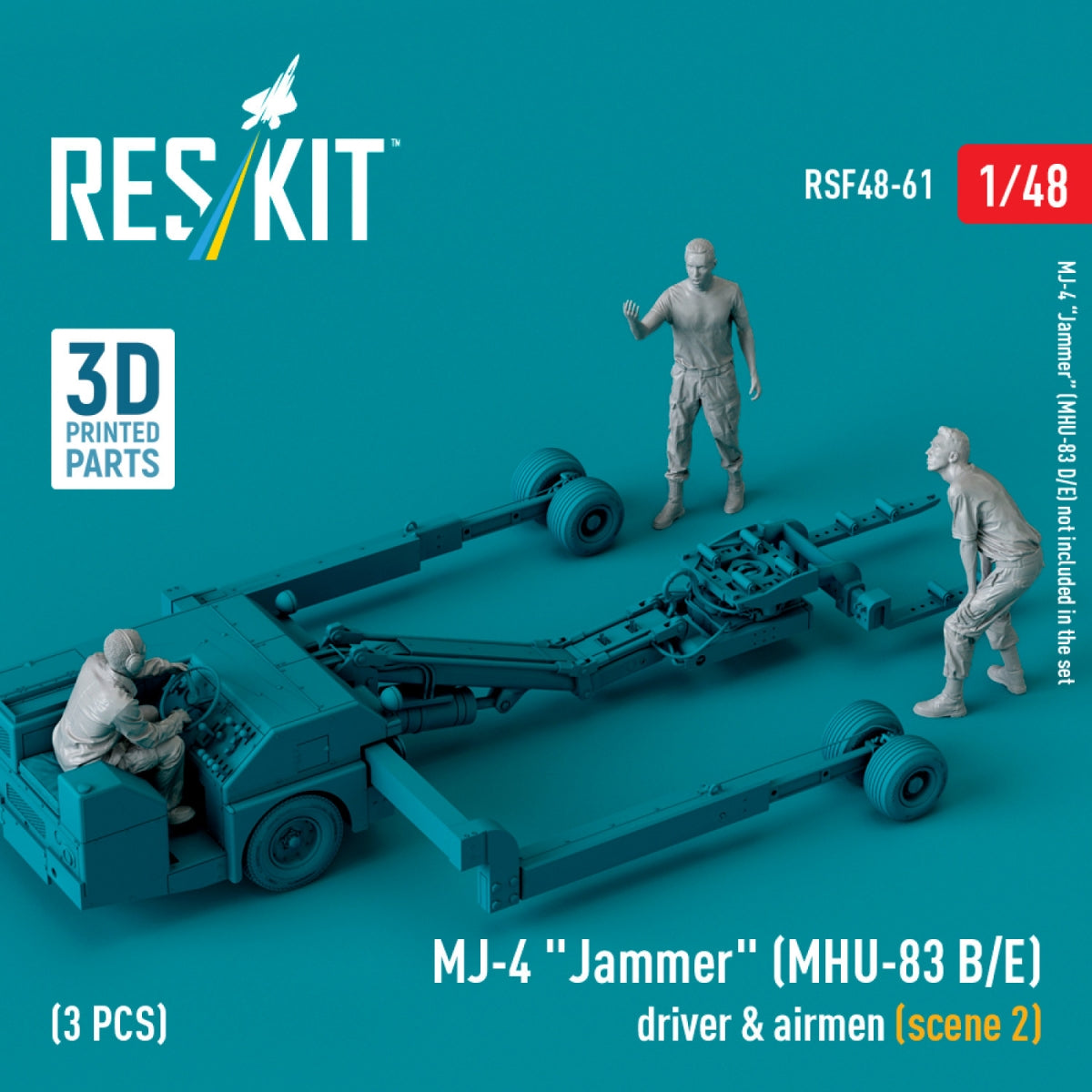 RESKIT RSF48-0061 MJ-4 &amp;quot;Jammer&amp;quot; (MHU-83 B/E) driver &amp;amp; airmen (scene 2) (3 pcs) (3D Printed) 1/48 – immagine 2