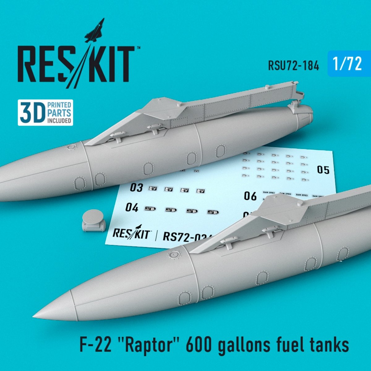 RESKIT RSU72-0184 F-22 &amp;quot;RAPTOR&amp;quot; 600 GALLONS FUEL TANKS 1/72