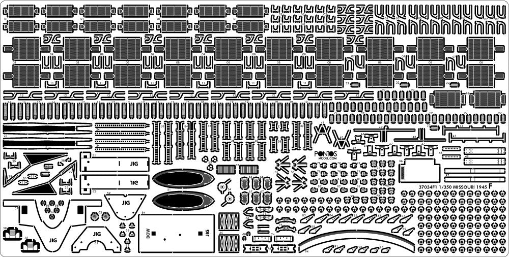 Pontos 37034FN USS BB-63 Missouri 1945 &amp;quot;Advanced&amp;quot; Detail Up Set for Hobbyboss Kit (Teak Tone wooden deck) 1/350 – immagine 32