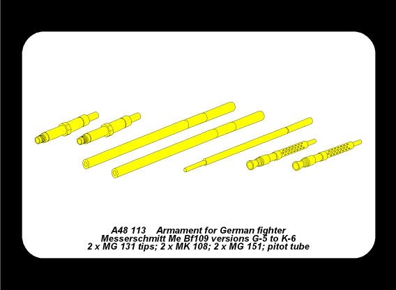 Aber A48113 Armament for German fighter Me 109G-5 to K-6 1/48 – immagine 3