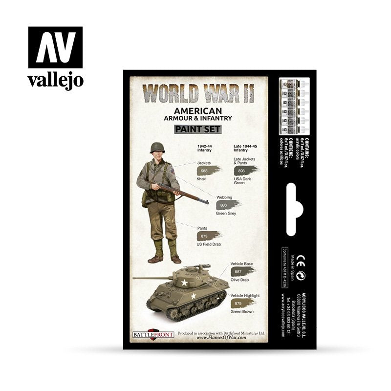 Vallejo 70203 WWII American Armour &amp;amp; Infantry 6x17ml – Bild 2