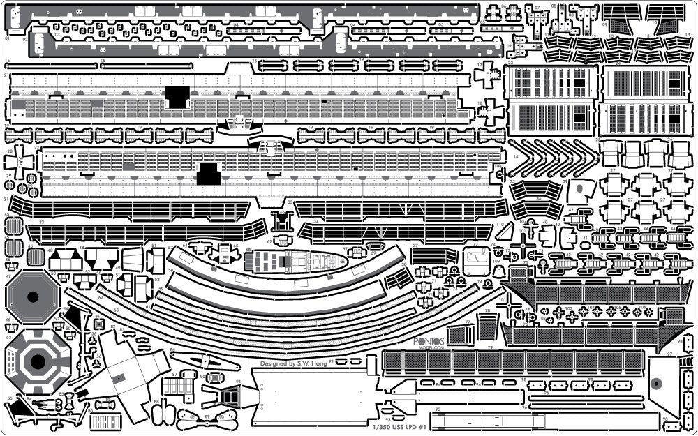 Pontos 35016F1 Ensemble de détails pour LPD de classe USS San Antonio (1/350) – image 12