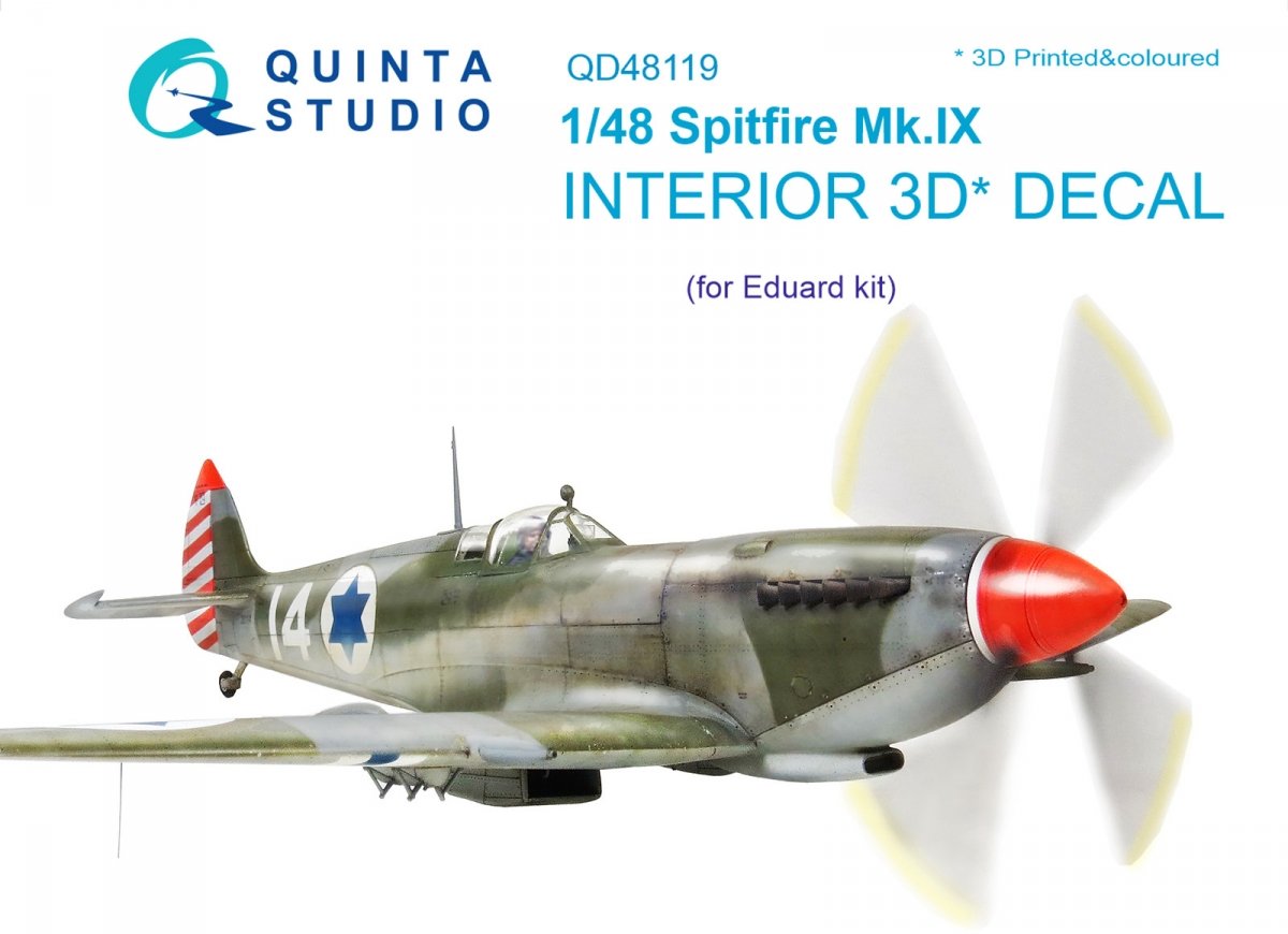 Quinta Studio QD48119 Spitfire Mk.IX 3D-Printed &amp;amp; colored Interior on decal paper (for Eduard kit) 1/48