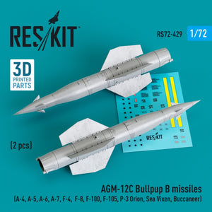 RESKIT RS72-0429 MISSILES AGM-12C BULLPUP B (2 PIÈCES) (IMPRIMÉS EN 3D) 1/72