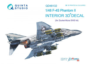 Quinta Studio QD48132 F-4S 3D-Printed &amp;amp; coloured Interior on decal paper (for ZM SWS kit) 1/48