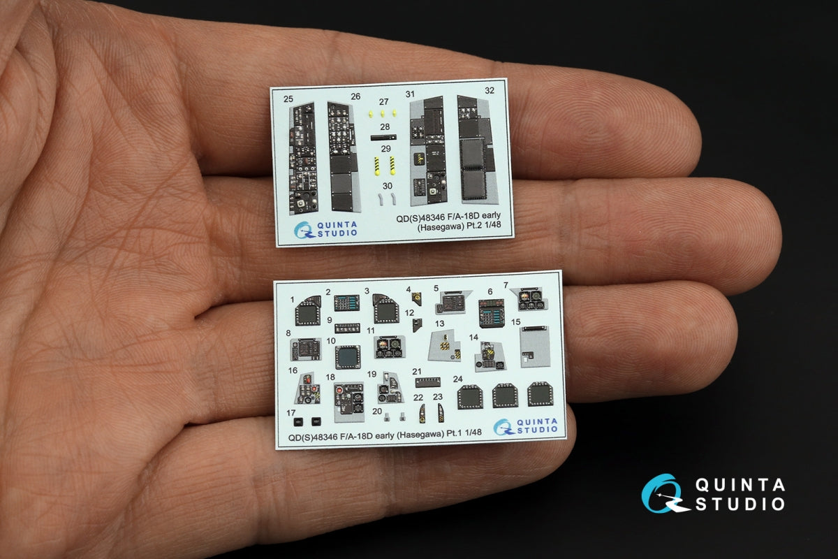 Quinta Studio QDS-48346 FA-18D early 3D-Printed &amp;amp; coloured Interior on decal paper (Hasegawa) (small version) 1/48 – immagine 11