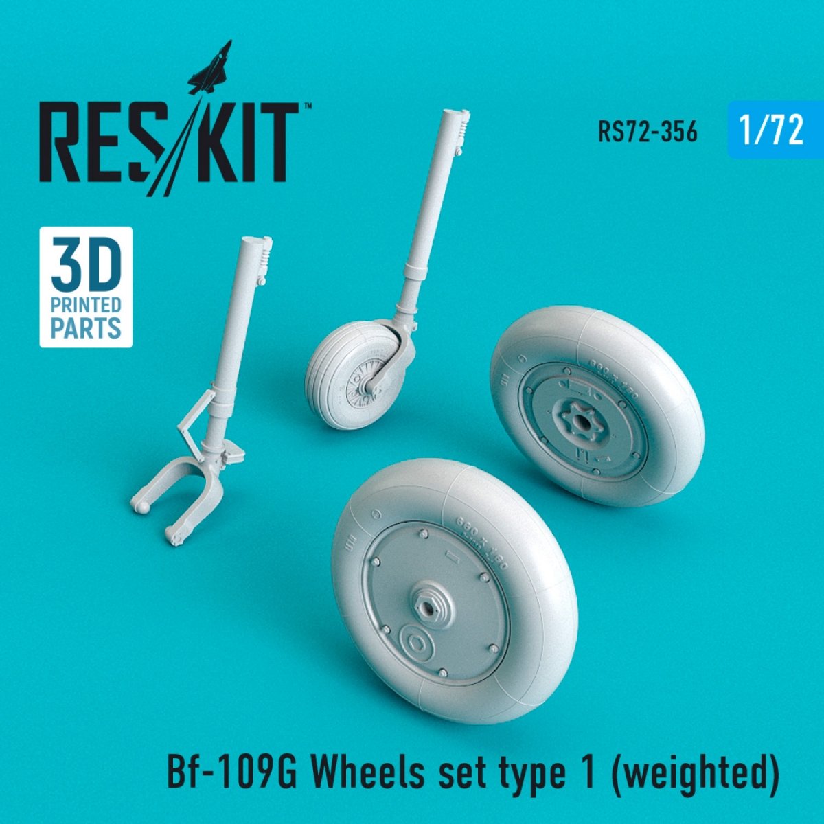 RESKIT RS72-0356 BF-109G WHEELS SET TYPE 1 (WEIGHTED) 1/72