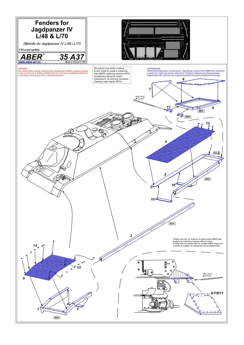 Aber 35A037 Błotniki do Jagdpanzera IV, L/48 i L/70 1/35 – immagine 4