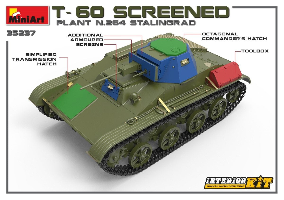 MiniArt 35237 T-60 SCREENED (PLANT NO.264 STALINGRAD) INTERIOR KIT 1/35 – immagine 3