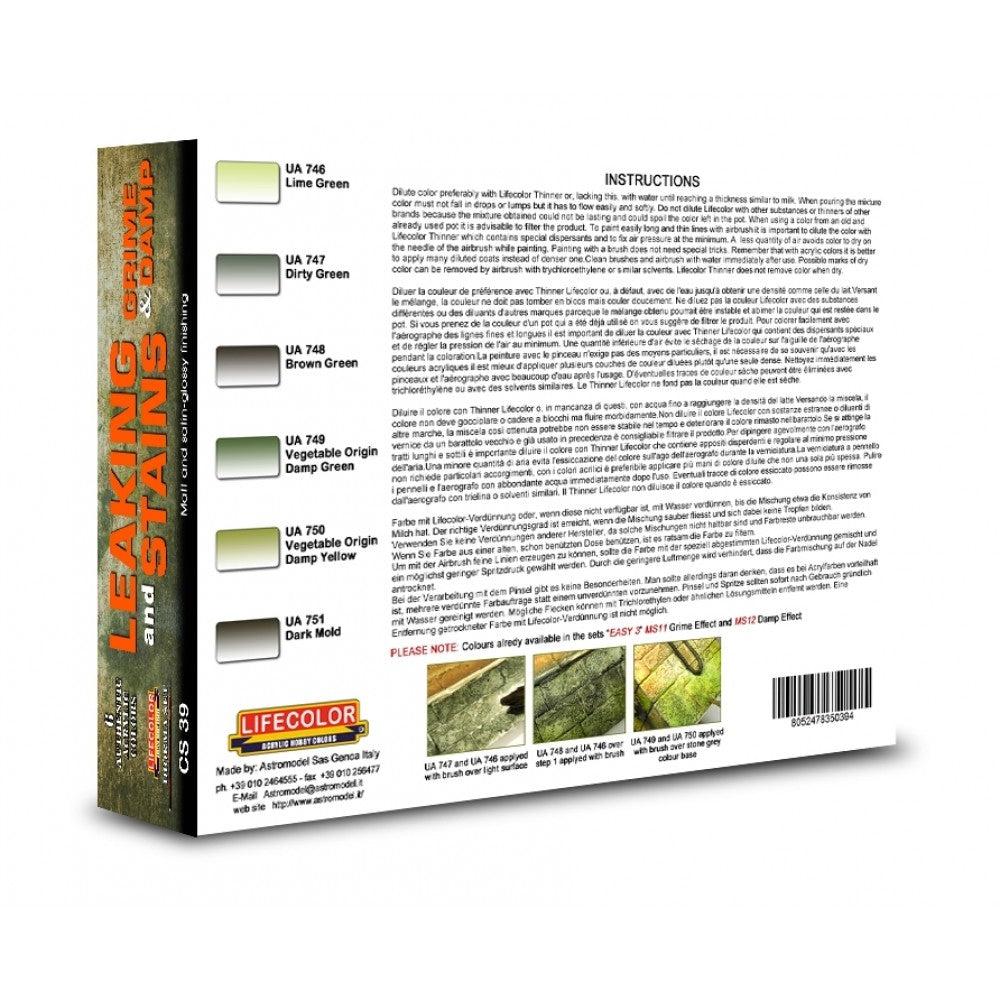 Lifecolor CS39 Acrylic paint set Damp and Grime 6x22ml – immagine 2