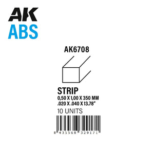 AK Interactive AK6708 STRIPS 0.50 X 1.00 X 350MM – ABS STRIP – 10 UNITS PER BAG – immagine 2