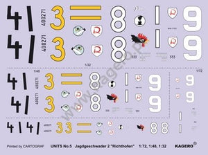 Kagero 97005 JG 2. Jagdgeschwader &amp;quot;Richthofen&amp;quot; (decals) EN – immagine 5