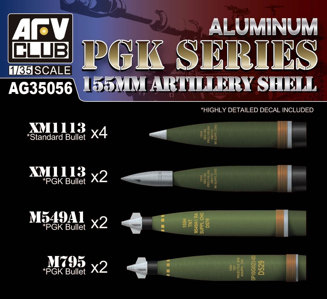 Obus d&amp;#39;artillerie en aluminium AFV Club AG35056 série PGK 155 mm, échelle 1/35