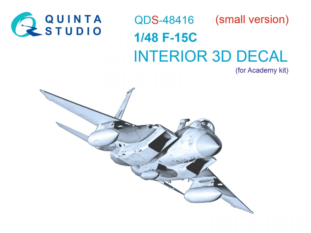 Quinta Studio QDS-48416 F-15C 3D-Printed coloured Interior on decal paper (Academy) (Small version) 1/48