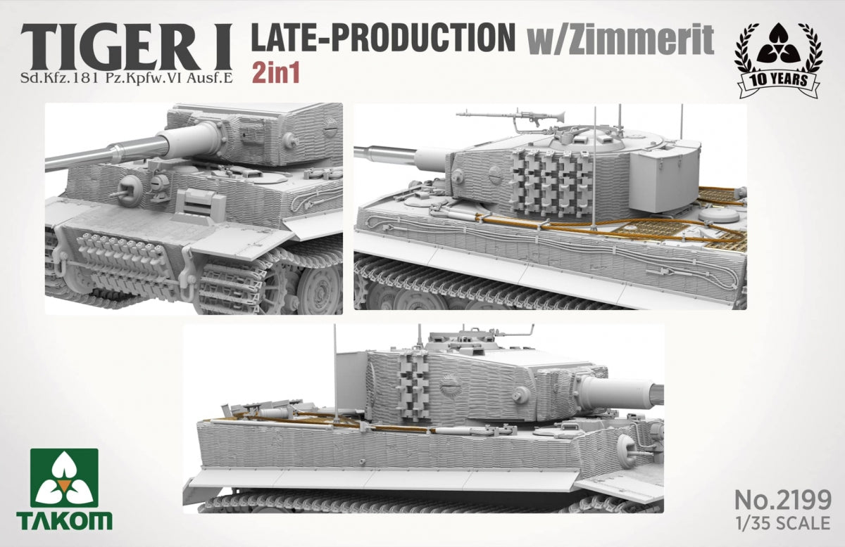 Takom 2199 Tiger I Late Production w/zimmerit Sd.Kfz. 181 Pz.Kpfw. VI Ausf. E (Late/Late Command) 1/35 – Bild 4