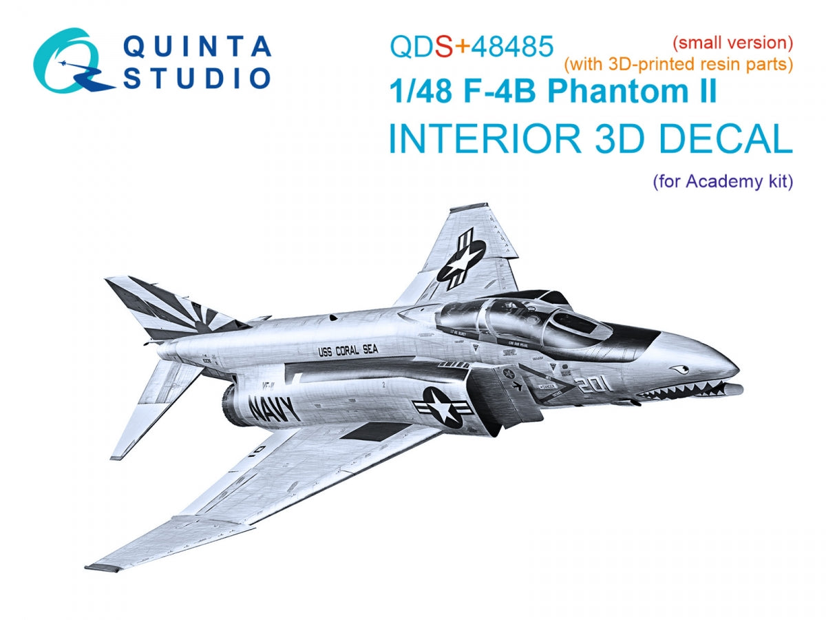 Quinta Studio QDS+48485 F-4B Phantom II 3D-Printed & coloured Interior on decal paper (Academy) (Small version) (with 3D-printed resin parts) 1/48