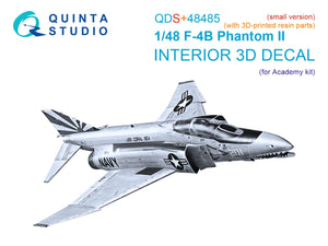 Quinta Studio QDS+48485 F-4B Phantom II 3D-Printed &amp;amp; coloured Interior on decal paper (Academy) (Small version) (with 3D-printed resin parts) 1/48