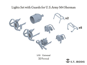 Ensemble de phares ET Model P35-260 avec protections pour M4 Sherman de l&amp;#39;armée américaine au 1/35