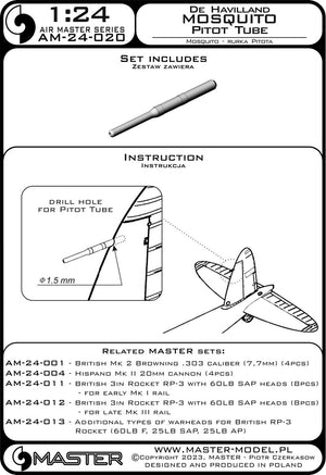 Master AM-24-020 De Havilland Mosquito - Rurka Pitota 1/24 – Bild 3