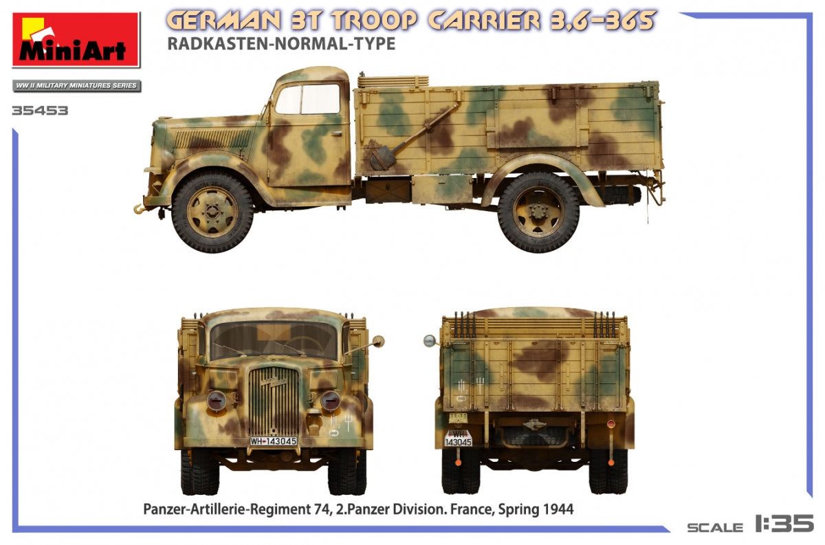 Miniart 35453 German 3t Troop Carrier 3.6-36S Radkasten-Normal-Type 1/35 – immagine 7