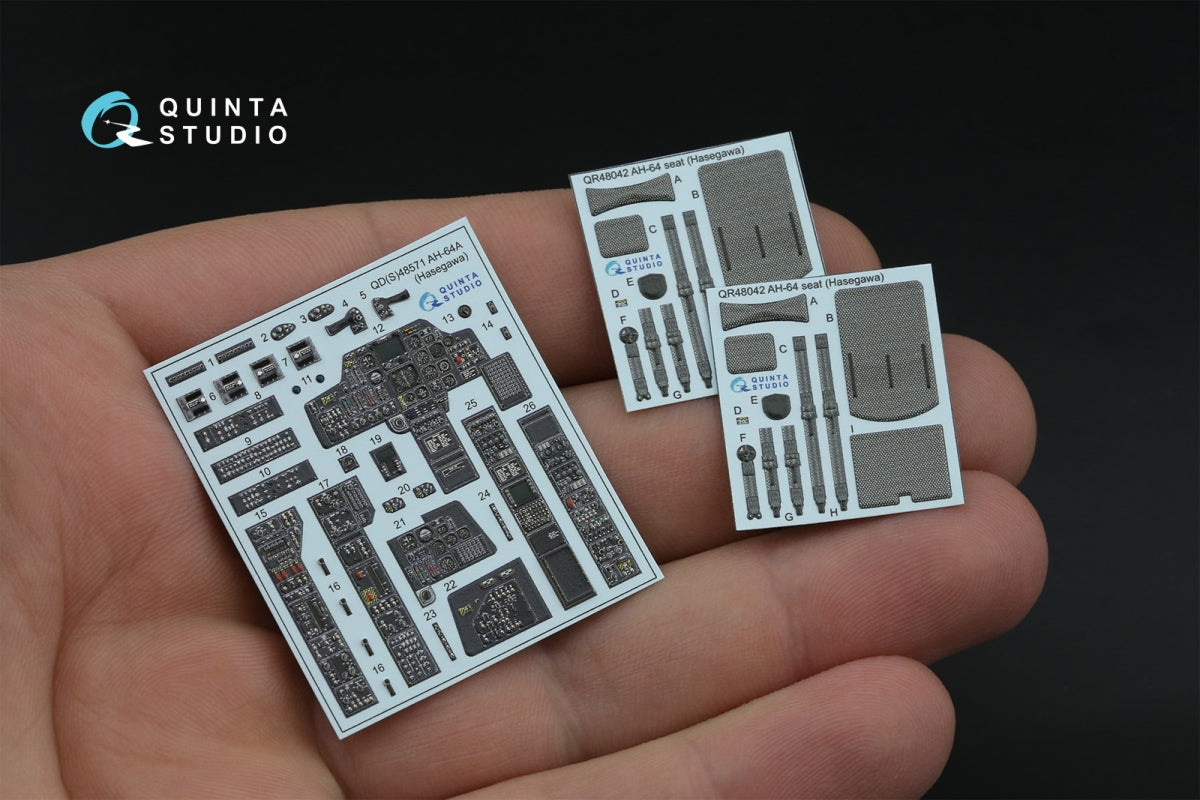 Intérieur imprimé en 3D et coloré sur papier décalcomanie Quinta Studio QD48571 AH-64A (Hasegawa) 1/48 – image 3