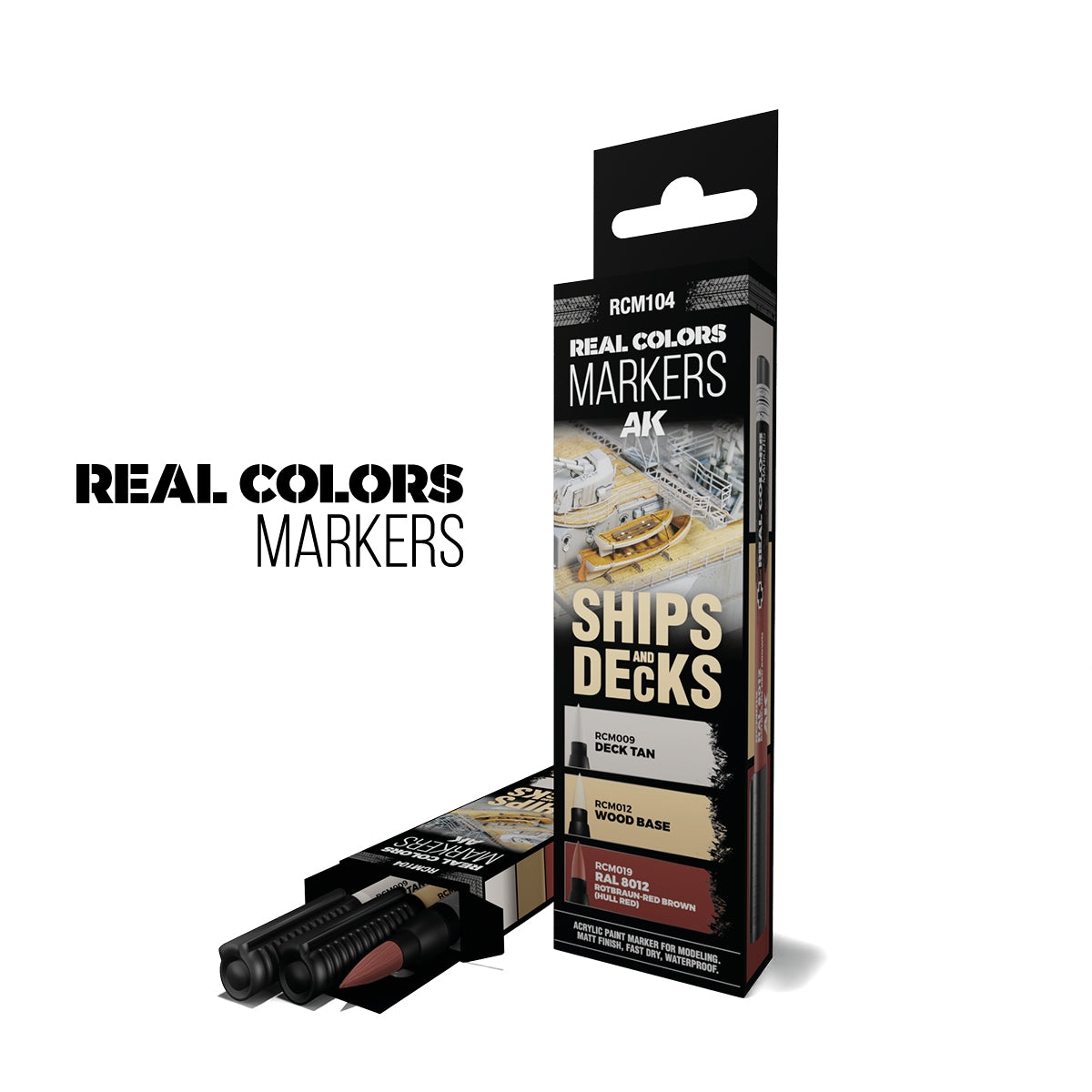 AK Interactive RCM104 SHIPS AND DECKS – RC MARKERS SET RCM009 RCM012 RCM019 – immagine 2