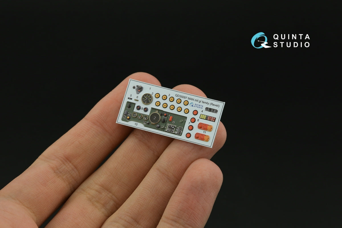 Intérieur imprimé en 3D et coloré sur papier décalcomanie (Revell) Quinta Studio QD35097 pour la famille MAN Mil GL, échelle 1/35  – image 4