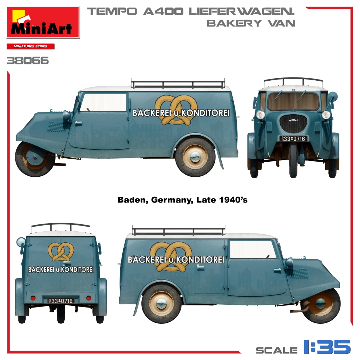 MiniArt 38066 TEMPO A400 LIEFERWAGEN. BAKERY VAN 1/35 – immagine 7