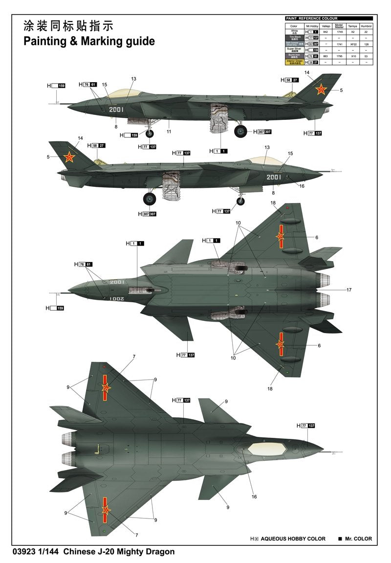 Trumpeter 03923 Chinese J-20 Mighty Dragon 1/144 – imagen 3