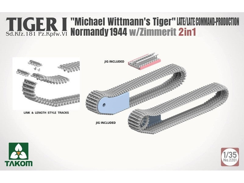 Takom 2201 Tiger I Late Production w/zimmerit Normandy 1944 Sd.Kfz. 181 Pz.Kpfw. VI Ausf. E &amp;quot;Michael Wittmann&amp;#39;s Tiger&amp;quot;(Late/Late Command) 1/35 – zdjęcie 7