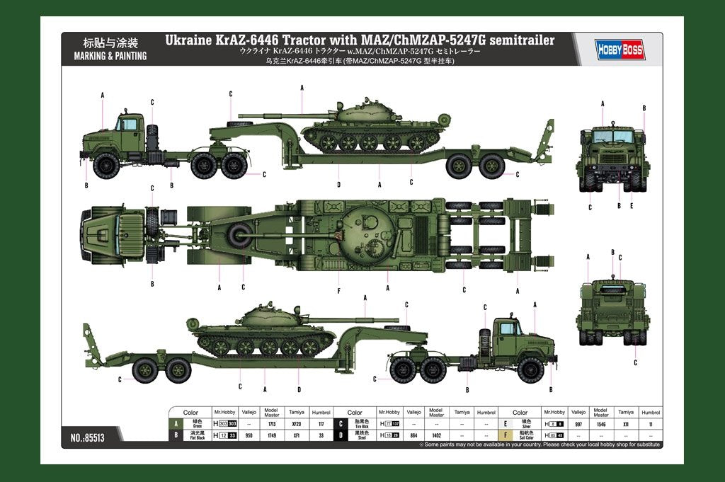 Hobby Boss 85513 Ukraine KrAZ-6446 Tractor with MAZ/ChMZAP-5247G semitrailer 1/35 – imagen 2