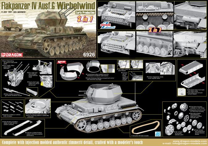 Dragon 6926 Flakpanzer IV Ausf.G &amp;quot;Wirbelwind&amp;quot; Première production (2 en 1) 1/35 – image 2