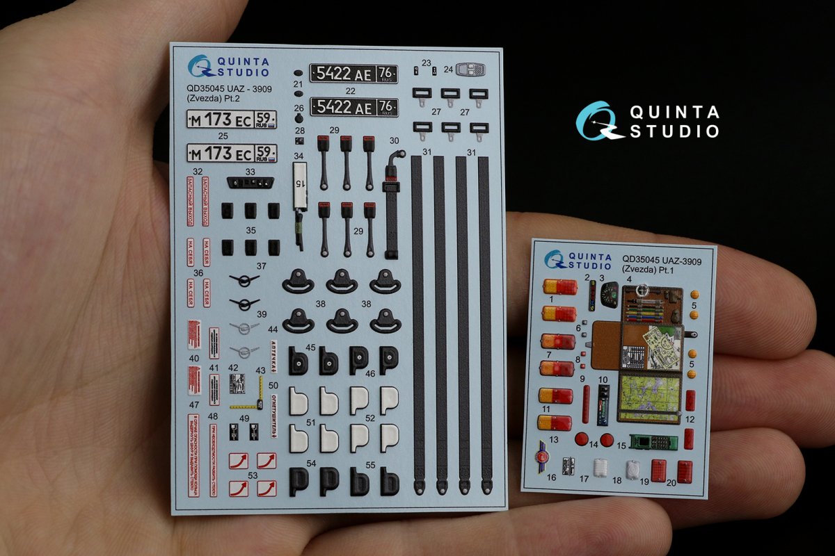 Quinta Studio QD35045 UAZ-3909 3D-Printed &amp;amp; coloured Interior on decal paper (Zvezda) 1/35 – immagine 13