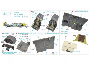 Quinta Studio QD48240 Bf 109E-3/4 3D-Printed &amp;amp; coloured Interior on decal paper ( Wingsy kits) 1/48 – Bild 2