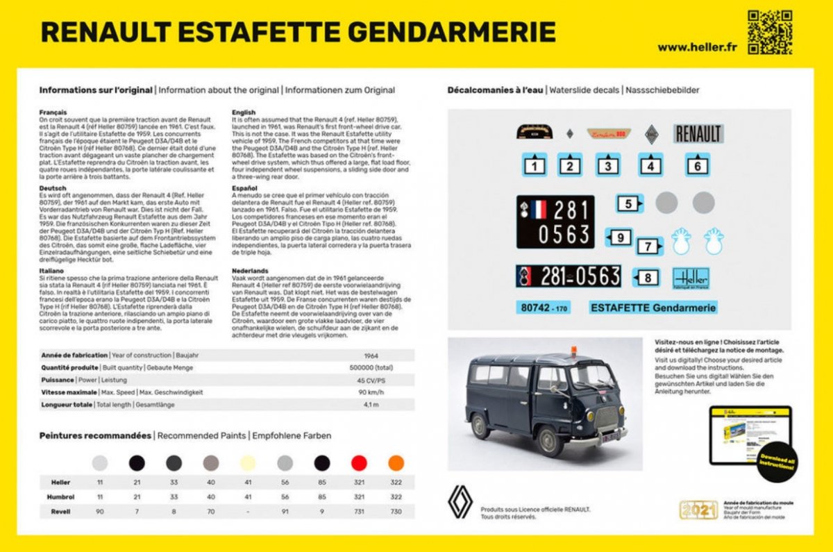 Heller 56742 Starter Kit - Renault Estafette Gendarmerie 1/24 – immagine 2