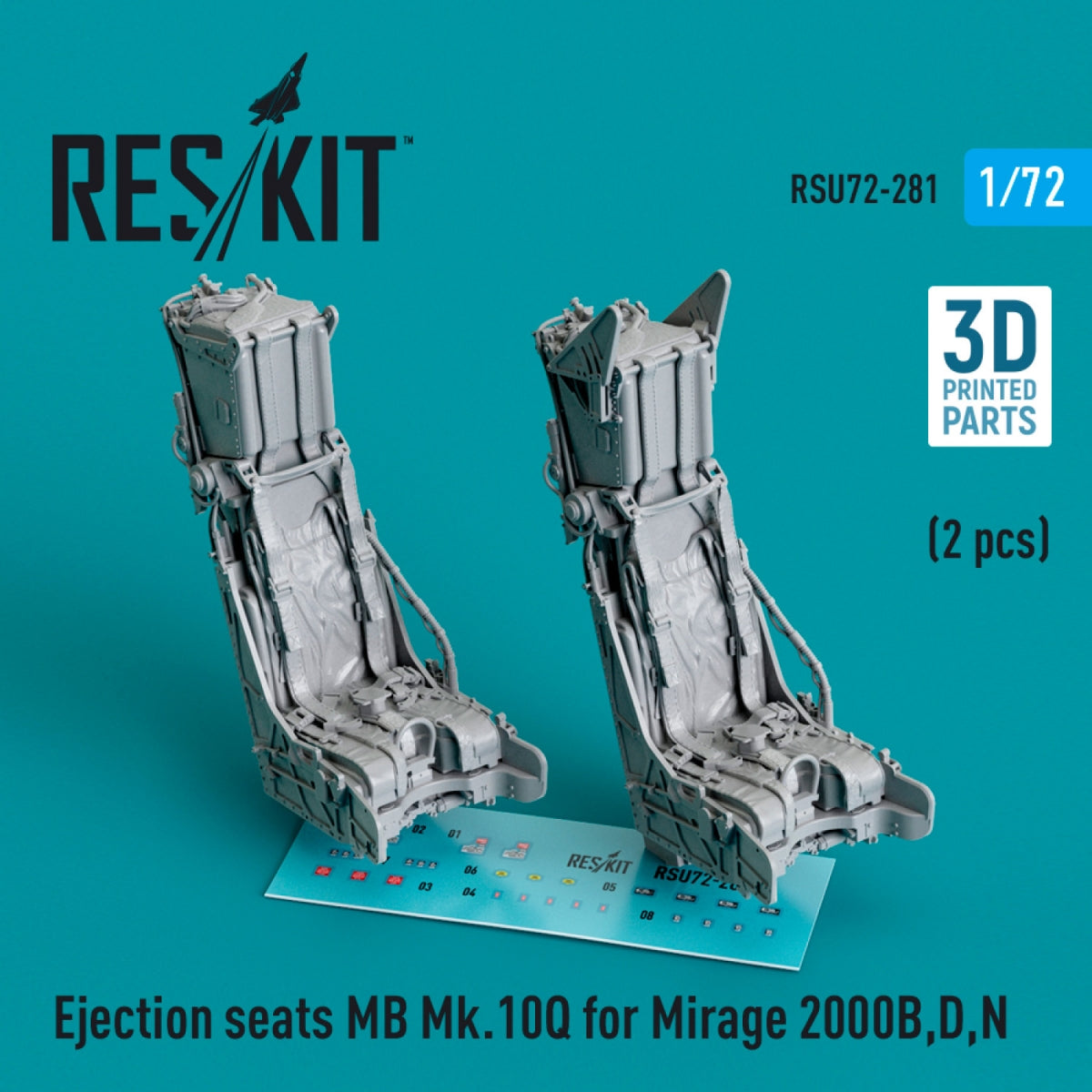 Sièges éjectables RESKIT RSU72-0281 MB Mk.10Q pour Mirage 2000B, D, N (2 pièces) (Impression 3D) 1/72