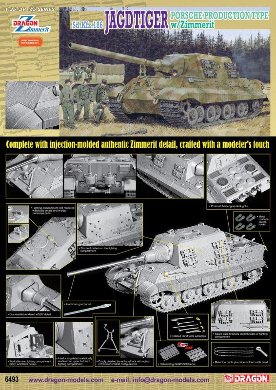 Dragon 6493 Sd.Kfz. 186 Jagdtiger Porsche Production Type with zimmerit 1/35 – Bild 2