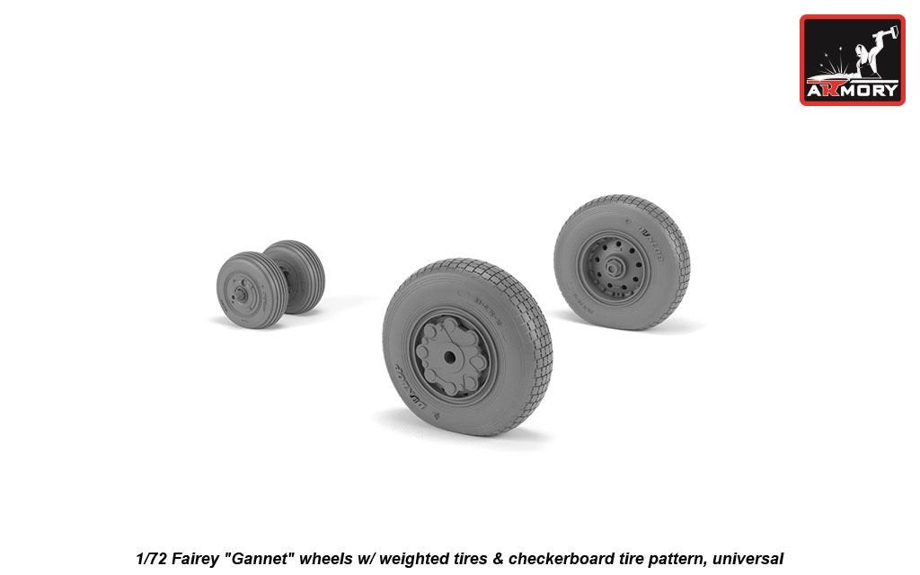 Armory Models AW72413 Fairey Gannet late type wheels w/ weighted tires of checkerboard tire pattern 1/72 – zdjęcie 3