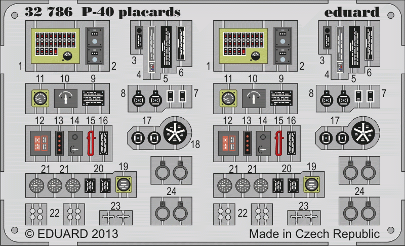 Eduard 32786 P-40 placards 1/32