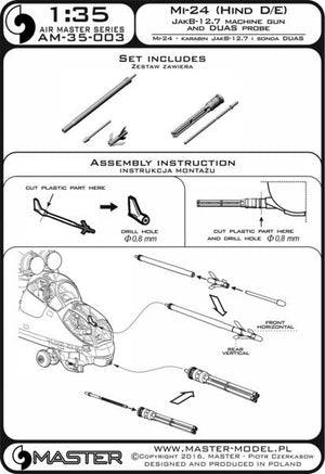 Master AM-35-003 Mi-24 (Hind D/E) - JakB-12.7 machine gun barrel and DUAS probe (metal and resin parts) 1/35 – immagine 14