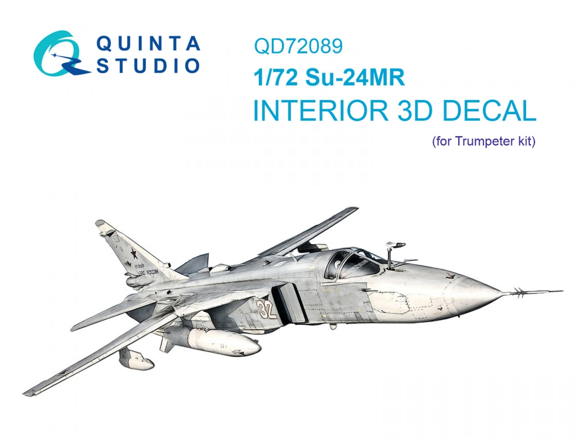 Quinta Studio QD72089 Su-24MR 3D-Printed &amp; colored Interior on decal paper (Trumpeter) 1/72