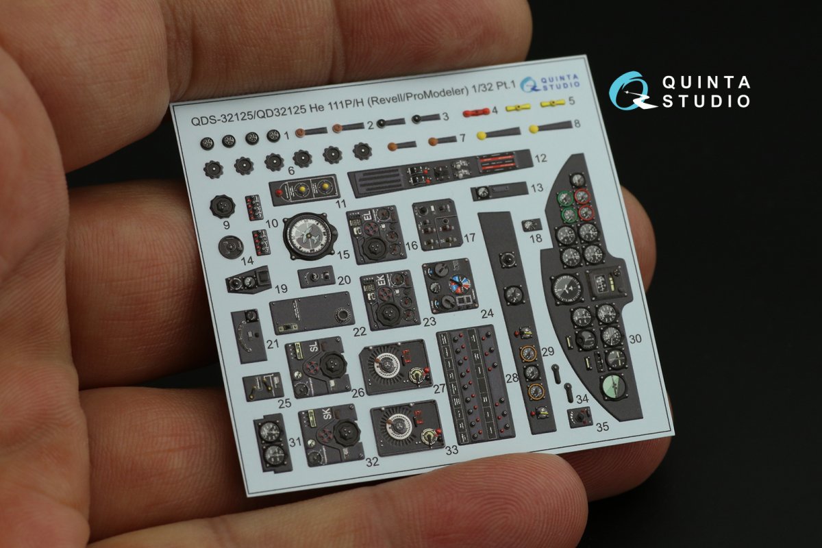 Quinta Studio QD32125 He 111 P/H 3D-Printed &amp;amp; colored Interior on decal paper (Revell/ProModeler) 1/32 – image 12