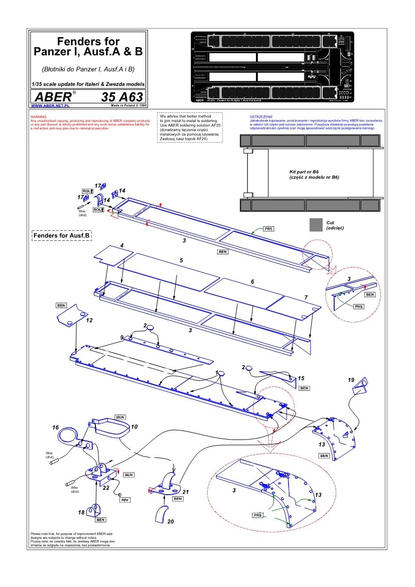Aber 35A063 Ailes pour Panzer I, Ausf.A et B (1/35) – image 4