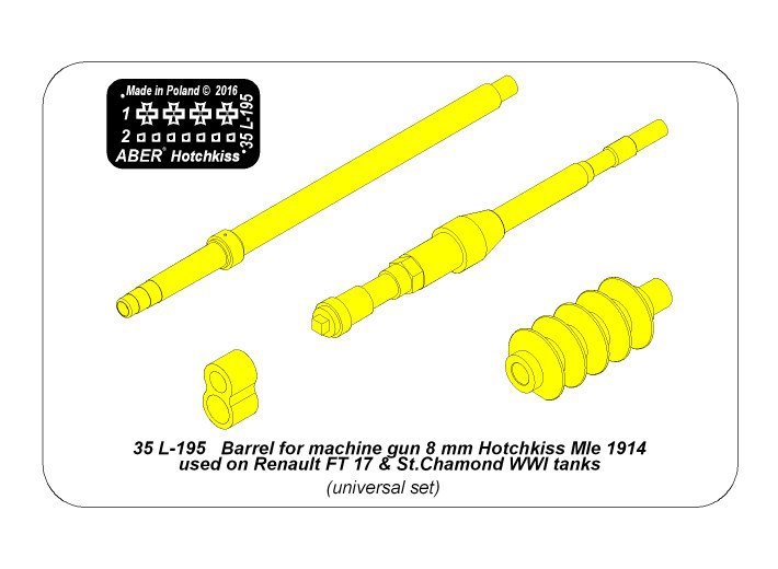 Aber 35L-195 Barrel for machine gun 8 mm Hotchkiss Mle 1914 used on Renault FT 17 St.Chamond WWI tanks 1/35 – image 7